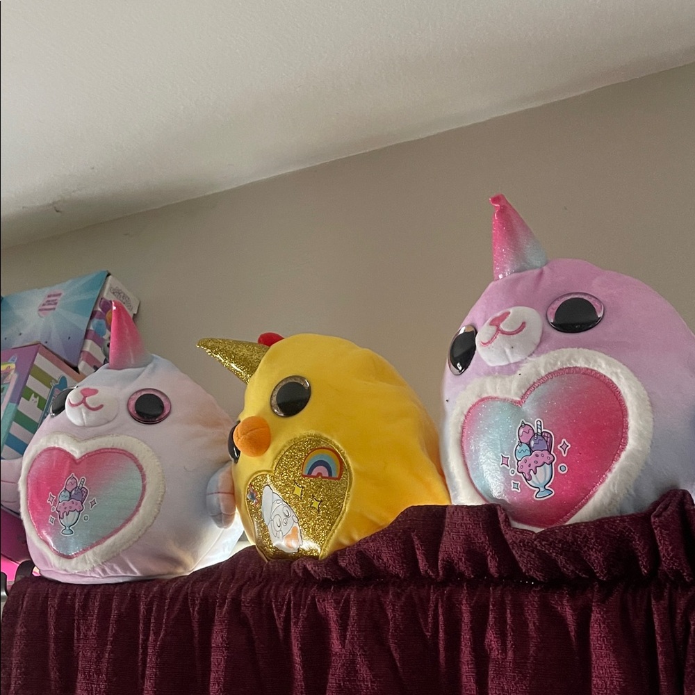 Rainbow unicorn Pink Unicorn and Yellow Chick Plush Toys